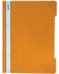 Папка Leitz - с машинка и перфорация, оранжева