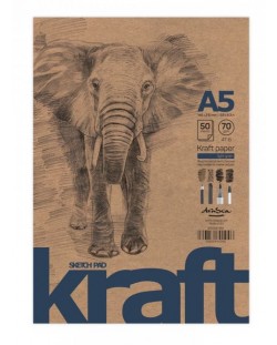 Пад за рисуване Drasca Elephant - крафт, 50 листа, A5