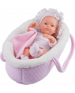 Кукла-бебе Paola Reina Mini Pikolines - С розово кошче, момиченце, 32 cm
