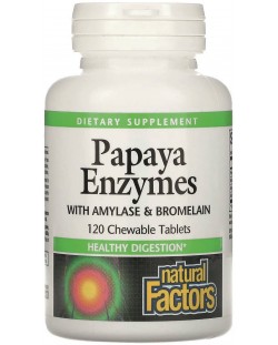 Papaya Enzymec with Amylase & Bromelain, 120 дъвчащи таблетки, Natural Factors