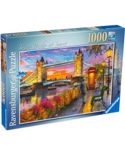 Пъзел Ravensburger от 1000 части - Тауър Бридж по залез