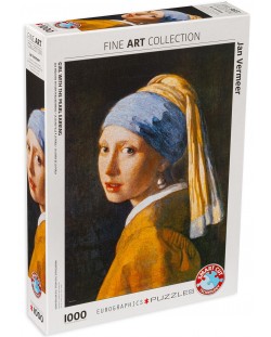 Пъзел Eurographics от 1000 части – Момиче с перлена обица, Вермер