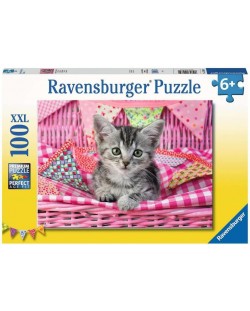 Пъзел Ravensburger от 100 XXL части - Сладко котенце