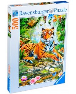 Пъзел Ravensburger от 500 части - Тигър в джунглата
