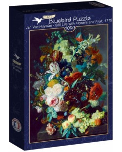 Пъзел Bluebird от 1000 части - Натюрморт с цветя и плодове, 1715