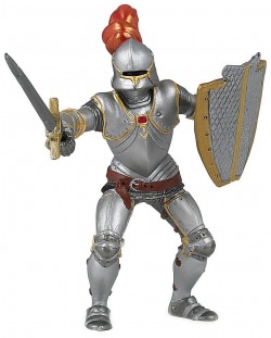 Фигурка Papo The Medieval Era – Рицар с броня и червено перо