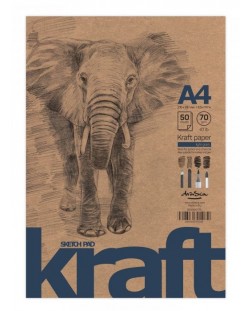 Пад за рисуване Drasca Elephant - крафт, 50 листа, A4