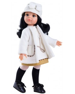 Комплект дрехи за кукла Paola Reina - Бяло палто и бяла шапка, 32 cm