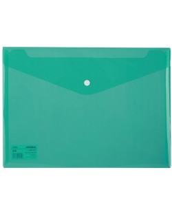 Папка с копче Deli Aurora - E5505, A4, прозрачна, зелена