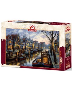 Пъзел Art Puzzle от 1500 части - Светлини по канала