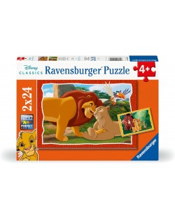 Пъзел Ravensburger от 2 х 24 - Цар лъв, Кръгът на живота