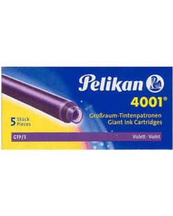 Патрончета Pelikan - дълги, 5 броя, лилав