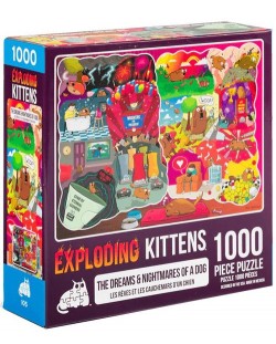 Пъзел Exploding Kittens от 1000 части - Кучешки кошмари