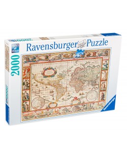 Пъзел Ravensburger от 2000 части - Древна карта на света от 1650