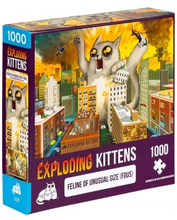 Пъзел Exploding Kittens от 1000 части - Котешки апокалипсис