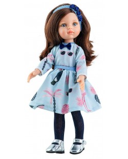 Комплект дрехи за кукла Paola Reina - Светлосиня рокля с дълъг ръкав, 32 cm