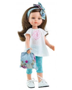 Комплект дрехи за кукла Paola Reina - Бяла блуза и светлосин клин, 32 cm