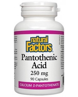 Pantothenic Acid, 250 mg, 90 капсули, Natural Factors