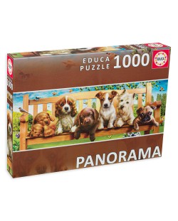 Панорамен пъзел Educa от 1000 части - Кученца