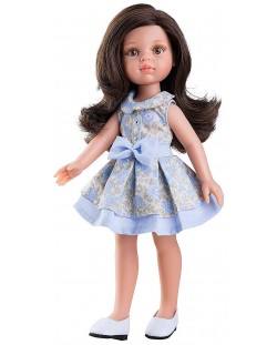 Комплект дрехи за кукла Paola Reina - Синя рокля с панделка, 32 cm