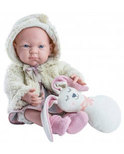 Кукла-бебе Paola Reina Pikolines - Със светлокафяво палто и зайче, момиченце, 36 cm