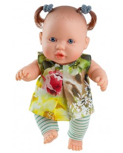 Кукла-бебе Paola Reina Los Peques - Грета, с рокличка с флорални мотиви, 21 cm
