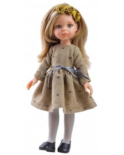 Комплект дрехи за кукла Paola Reina - Кафява рокля с дълъг ръкав, 32 cm