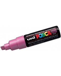 Перманентен маркер със скосен връх Uni Posca - PC-8K F, 8 mm, розов металик