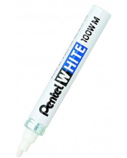 Перманентен мини маркер Pentel White X100W - 3.9 mm, бял