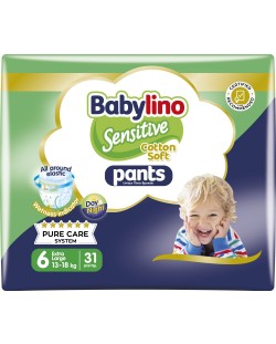 Пелени гащи Babylino - Sensitive, Cotton Soft, VP, размер 6, 13-18 kg, 31 броя