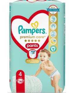 Пелени гащи Pampers Premium Care - Размер 4, 9-15 kg, 58 броя