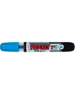 Перманентен маркер Uni Prockey - PM-225F, на водна основа, 1.4-2.0 mm и 3.7 mm, светлосин