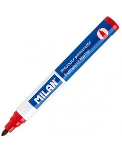 Перманентен маркер Milan - С объл връх, червен, 4 mm