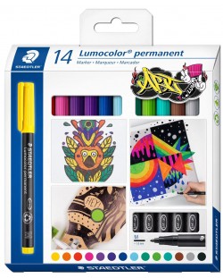 Перманентни маркери Staedtler Lumocolor - 14 цвята