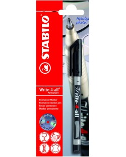 Перманентен маркер Stabilo - Write-4-all, F, 0.7 mm, черен