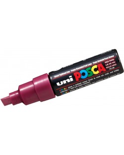 Перманентен маркер със скосен връх Uni Posca - PC-8K, 8 mm, винено червено