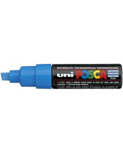 Перманентен маркер със скосен връх Uni Posca - PC-8K, 8 mm, светлосин