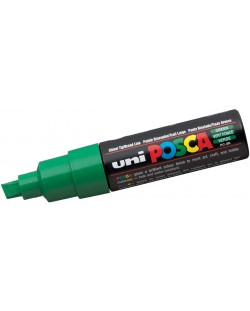 Перманентен маркер със скосен връх Uni Posca - PC-8K, 8 mm, зелен