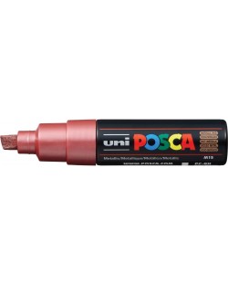 Перманентен маркер със скосен връх Uni Posca - PC-8K, 8 mm, червен металик