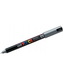 Перманентен, ултра фин маркер Uni Posca - PC-1MR, 0.7 mm, сребърен