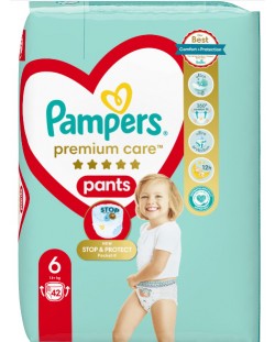 Пелени гащи Pampers Premium Care - Размер 6, 15+ kg, 42 броя