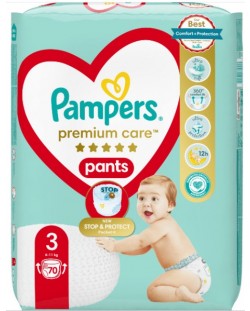 Пелени гащи Pampers Premium Care - Размер 3, 6-11 kg, 70 броя