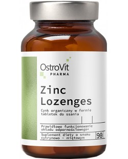 Pharma Zinc Lozenges, лимон и мента, 90 таблетки, OstroVit