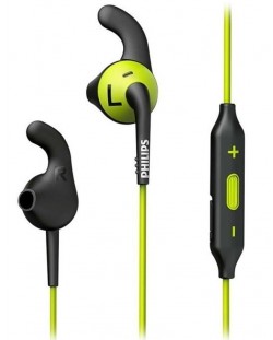 Безжични слушалки с микрофон Philips - ActionFit, черни/зелени