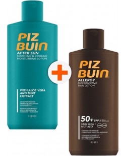 Piz Buin Комплект - Лосион за след слънце и Слънцезащитен лосион, SPF 50+, 2 х 200 ml