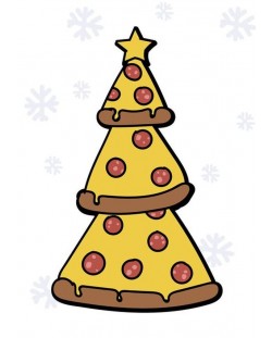 Картичка Мазно Коледа - Пица елха