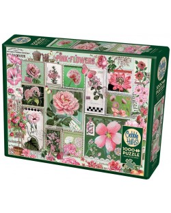 Пъзел Cobble Hill от 1000 части - Розови цветя, Барбара Бер
