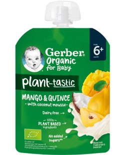 Плодова закуска Nestle Gerber Organic - Пауч с манго и дюля с кокосов мус, 80 g