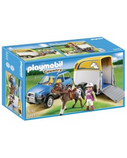 Комплект фигурки Playmobil Country - Джип с ремарке за коне