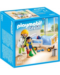 Комплект фигурки Playmobil - Доктор с детско болнично легло
